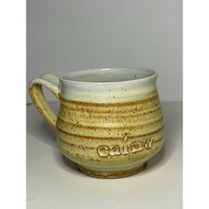 Hand Thrown Pottery Signed Coffee Mug Cup "Cafmv"